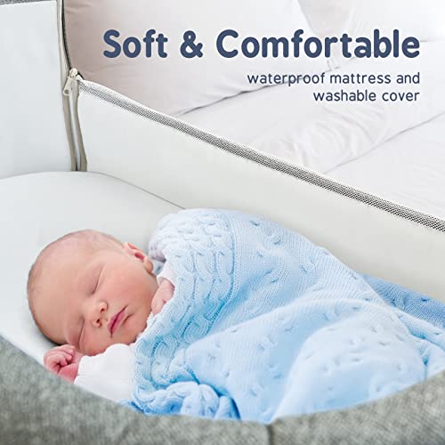 Alvod Bedside Sleeper For Baby, Baby Bassinet, Baby Crib Baby Nursery Bed For Infants, 9 Adjustable Height For Bed Sofa, Breathable Mesh, Easy Assemble (Light Grey) #TOP4