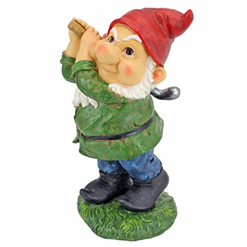 Design Toscano QM2458200 Bigey Burt Funny Golfing Garden Gnome Statue, 30 cm, Polyresin, Full Color
