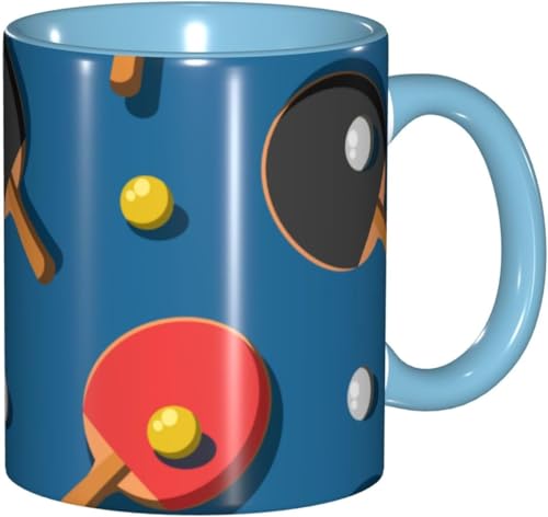 マグカップ 卓球柄 ピンポン スポーツ コーヒーカップ 陶器 330ml おしゃれ 可愛い 食器 コップ 耐熱 電子レンジ対応 お茶 ミルク 大容量 軽量 オフィス 家用 誕生日 記念日 プレゼント 箱入り