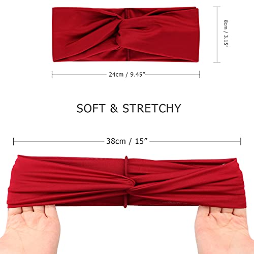 Image of DRESHOW 8 Pack Headbands for Women Yoga Knotted Headbands Elastic Criss Cross Hair Accessories Sports Head Wrap Non Slip