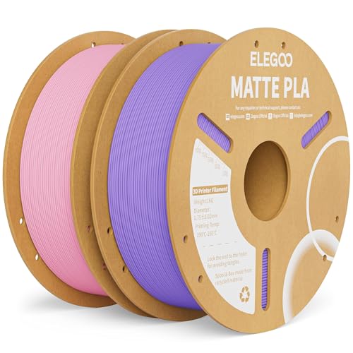 Image of ELEGOO Matte PLA Filament Lavender Purple & Sakura Pink 2KG, 1.75mm 3D Printer Filament Dimensional Accuracy + /- 0.02mm, 2pcs 1kg Carboard Spool (2.2lbs) Fits for Most FDM 3D Printers