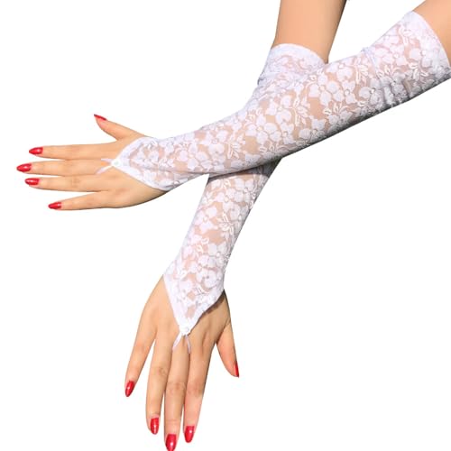 Women's Floral Lace Fingerless Gloves for Wedding, Bridal, Dance and Party4