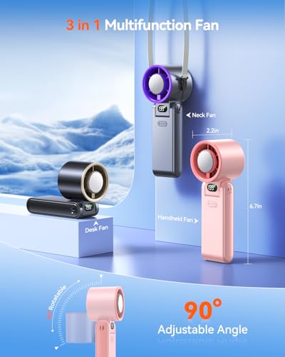 Image of Portable Handheld Fan with Ice Cooler, 199 Speed Personal Fan,5500mAh Rechargeable,20H Cooling Time,20000 RPM Powerful Motor, Summer Essential for Travel /Outdoor /Office, Pink