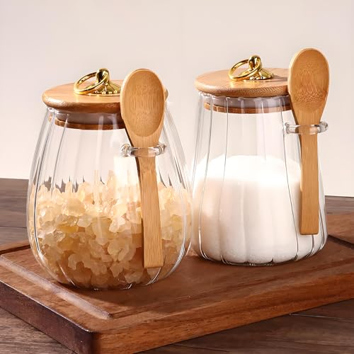 MUAMAX Glass StorageJar with Airtight Lids and Spoon 700ML/24oZ,Airtight Storage Jar,Petal Decorative Jar with Sealed Lid,Tea Coffee Sugar Canister,Candy Cookie Storage Container - Cosy Home Interiors MUAMAX Glass StorageJar with Airtight Lids and Spoon 700ML/24oZ,Airtight Storage Jar,Petal Decorative Jar with Sealed Lid,Tea Coffee Sugar Canister,Candy Cookie Storage Container - Image 6