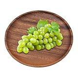 LckCryspho 大型木製トレイ 幅広サイズ 天然木素材 – リビングやダイニングで使える多用途サービングプレート (ディスク)