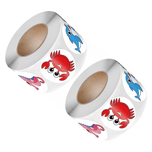 Uonlytech 2 Rollos Pegatinas Adorables de Animales de Etiquetas Autoadhesivas Decorativas Recompensas Infantiles y Decoración de