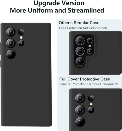 Image of MOBILOVE Back Cover Case for Samsung Galaxy S25 Ultra 5G | Pure Liquid Soft Matte Silicone Case with Logo and Comes with Camera and Screen Protection (Black)