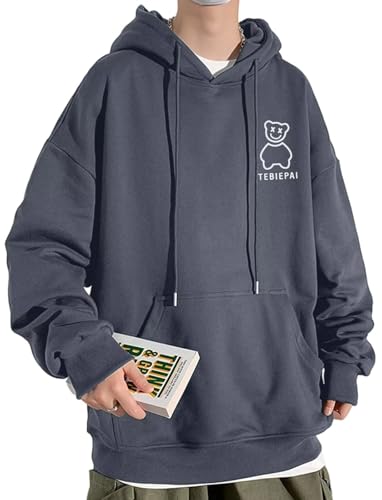 [Bligo] �p�[�J�[ ���n �����Y ���� �H�� �|�P�b�g�t�� �N�} �v�����g ���킢�� �J�W���A�� �V���v�� �h���b�v�V�����_�[ ������� �v���I�[�o�[ ���������T�C�Y ������� �؍��� �~�� �t�� ����t �ʊw Gray-4XL