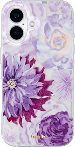 Coque antichoc iPhone 16 MagSafe transparente fleurie violette SCORPIFY