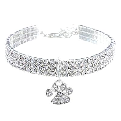 Collar de perro con diamantes de imitación, collar para mascotas de cristal ajustable de 20 cm con cadena de extensión adicional de 5 cm, collar de perro elástico brillante | Ya disponible en tu tienda friki favorita! En mundofriki.es!