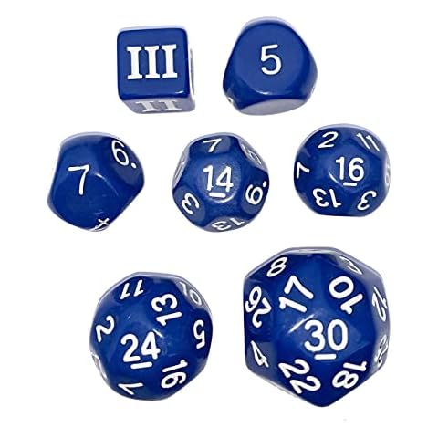 DCC Special 7 - Indigo Blue - Set of 7 Rare and Unusual RPG dice Approved for use with Dungeon Crawl Classics Cover