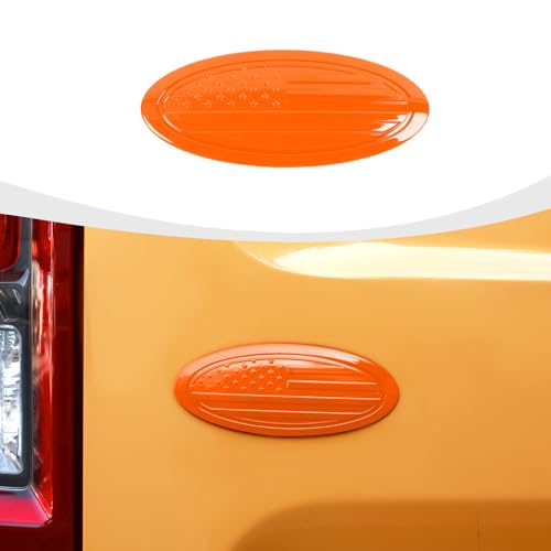 Image of RAZPOY for Bronco Emblem Cover, 5.31inch Rear Tailgate Overlay Badge Emblem Cover Trim Fit for 2021-2026 Ford Bronco & Bronco Sport, USA Flag Orange