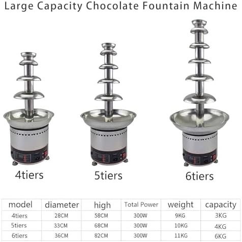 6-Tier Electric Chocolate Fountain Machine - Melts Chocolate, Cheese, Queso, Candy & Liqueur for Parties, Date Nights & House Events - Perfect for Entertaining and Celebrations!