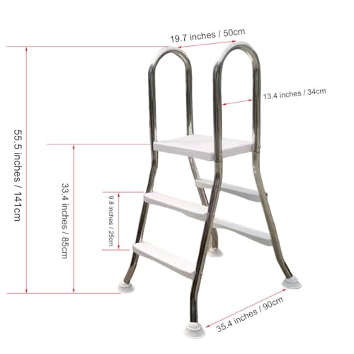 Escalera para piscina elevada doble cara 2 pasos acero miniatura 6