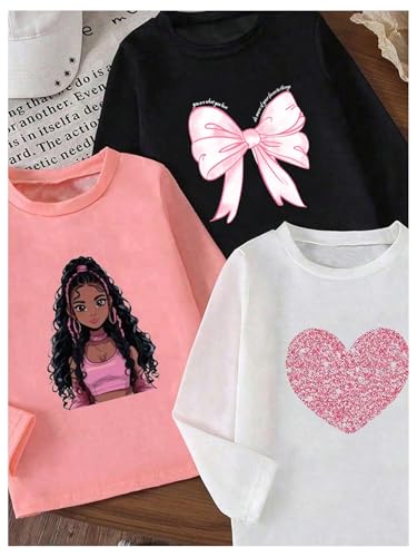 OYOANGLE Toddler Girl's Graphic Print Long Sleeve T Shirts Crewneck Casual Fall Tee Tops3