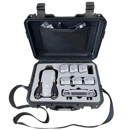 Image of INNVO Drone Case for DJI Air 3S / 3 Fly More Combo Waterproof Hard Shell Shockproof with Strap & Mesh Pocket for Accessories Custom-Foam Solt fits Drone Controller Batteries and Charger 14.2x6.3x11.4