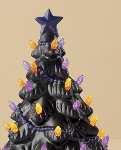 Image of Lenox Treasured Traditions Black Light-Up Tree Halloween Christmas Figurine