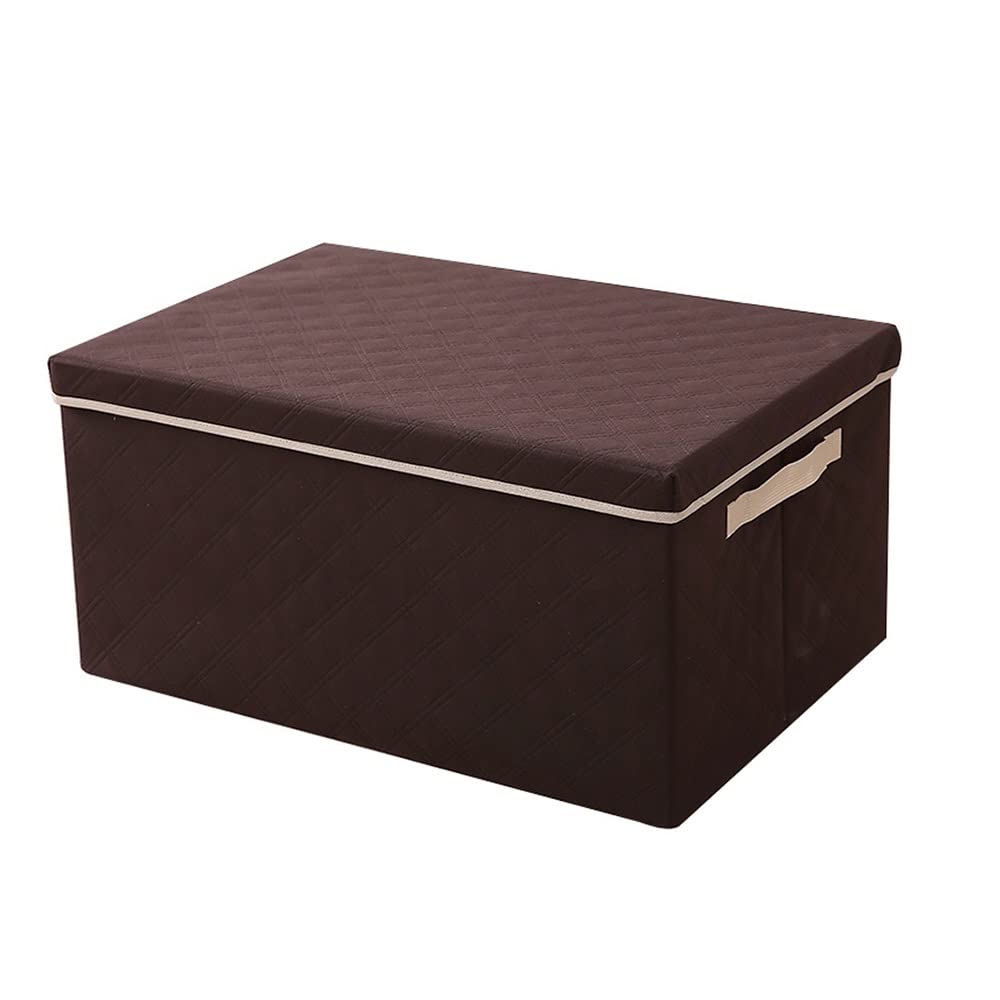 ETRGFTHU Clothes Storage Box Household Foldable Organizer Dust-proof and Moisture-proof Design with Cover Wardrobe Sundries Storage Box(Brown,35cm*28cm*18cm)