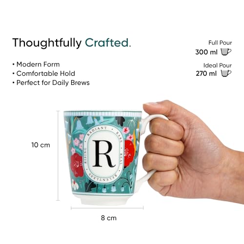 Image of Shay Alphabet Mug, 1 Pc, R, 300ml | Ceramic Mug |Glossy Finish | Ceramic Coffee Cup | Porcelain | Microwave Safe (Alphabet Mug - R)