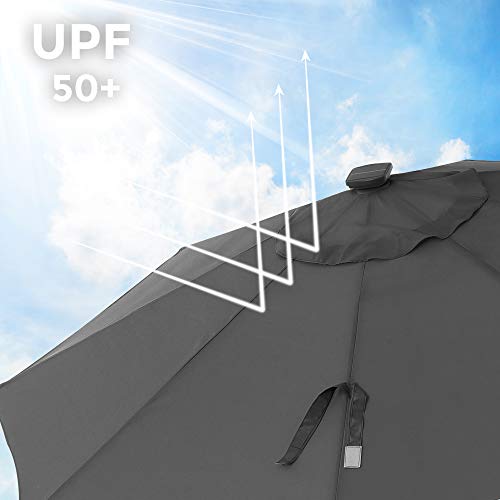 SONGMICS Parasol met LED-verlichting op zonne-energie, tuinparasol Ø 270 cm, UV-bescherming tot UPF 50+, buigbaar, met… - Afbeelding 5