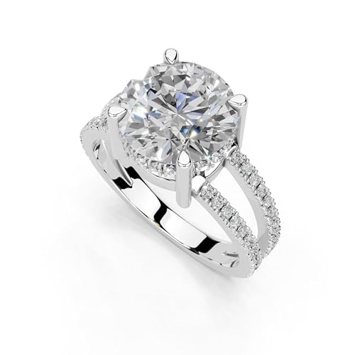 1-5 Carat 14K 18K Gold Platinum Round cut Pave Split Shank Lab Grown Diamond Ring, Engagement, Anniversary Wedding, IGI Certified Promise Rings for Women (1-3 Ct, F-G Color, VS1-VS2 Clarity)