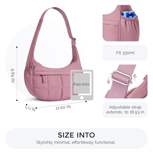 POIUGOYA Nylon Quilted Crescent Shoulder Bag for Women, Triple Zip Pockets - image 3