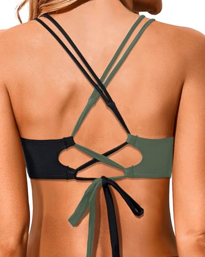 Image of Holipick Twist Front Bikini Tops for Women - Push Up Bathing Suit Top Padded Swimsuit Top