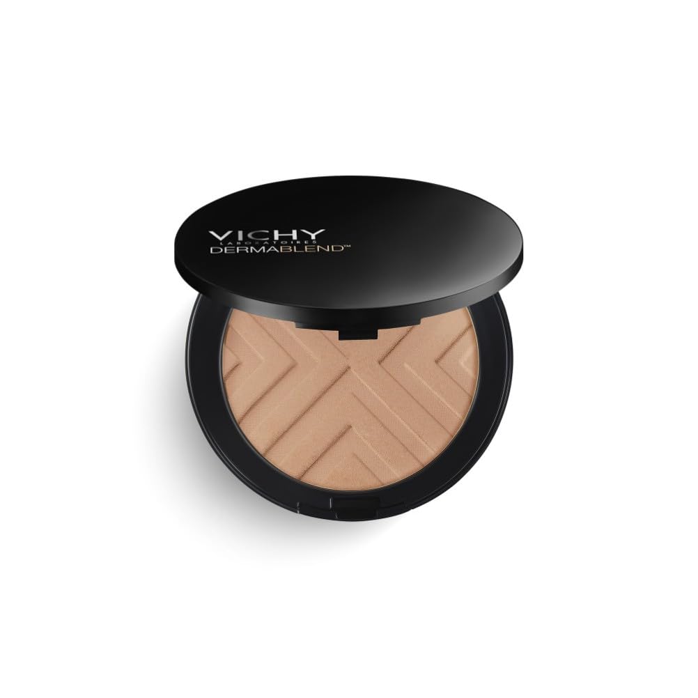 Vichy, Dermablend Covermatte, Fond de Teint Poudre Compacte, Anti-Imperfections, Longue Tenue 12H, Haute Couvrance, SPF 25, Adapté aux Peaux Sensibles, Teint : Gold 45, 9,5 g