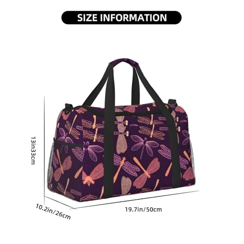 Bolsa de viaje plegable de gran capacidad con estampado original de libélula 4
