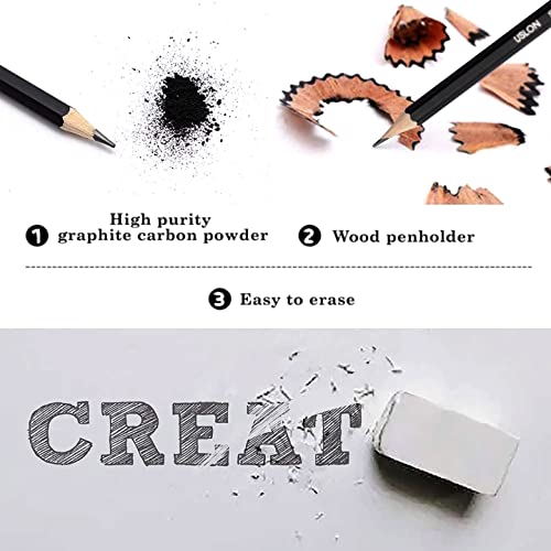 Image of Pieces Professional Drawing Pencils and Sketch Kit for Artist (12)