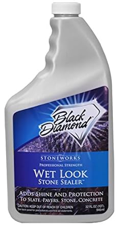 Black Diamond Stoneworks Wet Look Natural Stone Sealer From Black Diamond Stoneworks Provides Durable Gloss and Protection to: Slate, Stone, Concrete, Brick, Block, Sandstone, Driveways, Garage Floors. Interior or Exterior.