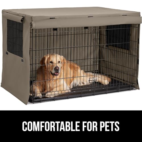 GORILLA GRIP Dog Crate Covers Compatible with Amazon Basics Dog Crates, All Sides Open, Privacy Cover Fits 30" Wire Kennel, Breathable Mesh Windows, Light Reducing Puppy Training Cage Topper, Taupe by GORILLA GRIP - Image 9
