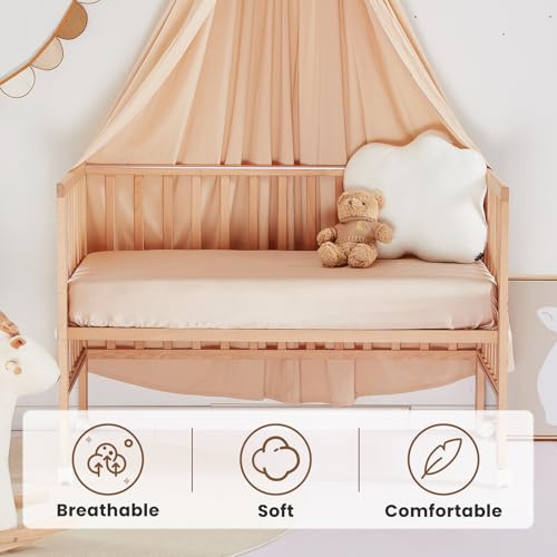 THXSILK Pure Silk Fitted Crib Sheet, Organic Crib Bedding-Ultra Soft, Smooth, 100% Top Grade Mulberry Silk, 28" x 52" x 8" (Champagne#1) - Image 6