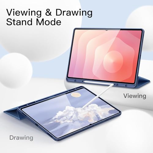 Image of TechTrendz Smart Trifold Flip Case for Samsung Galaxy Tab S11 Ultra 14.6 inch[SM-X930, SM-X936B] Support S Pen Magnetic Attachment Shockproof Stand Flip Cover Compatible for S11 Ultra (Navy Blue)