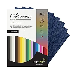 Paper Pep Colorissimi Card Stock 220GSM A5 Indaco (Navy Blue) Unicolor Pack of 30 Sheets