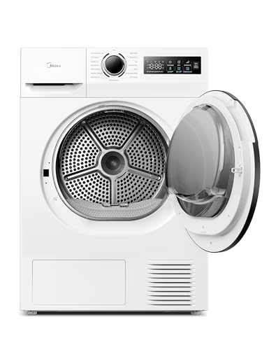 Midea MD11EH80BD Wärmepumpentrockner, 8 kg, Energieklasse D, Schnelltrocknen 35’, HealthGuard, Sensor-Trocknung,Auffrischen,Knitterschutz, Auffrischen Wolle, Weiß