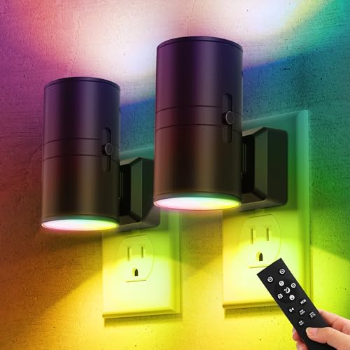 Image of Briignite Night Lights Plug into Wall, 2 Pack 11-Color Changing Night Light