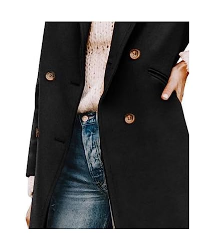 ECDAHICC Women's Winter Wool Blend Coat Notch Lapel Double-Breasted Mid Long Trench Coat Outwear3