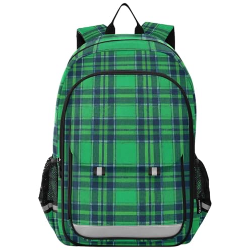 voucong Mochila escolar para niños de 8 a 12 años: mochilas ligeras para niños en varios colores, vintage, a cuadros, verde