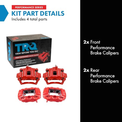 Image of TRQ Performance Front and Rear Brake Caliper Set Coated Brackets Compatible with 2001-2003 Toyota Sequoia