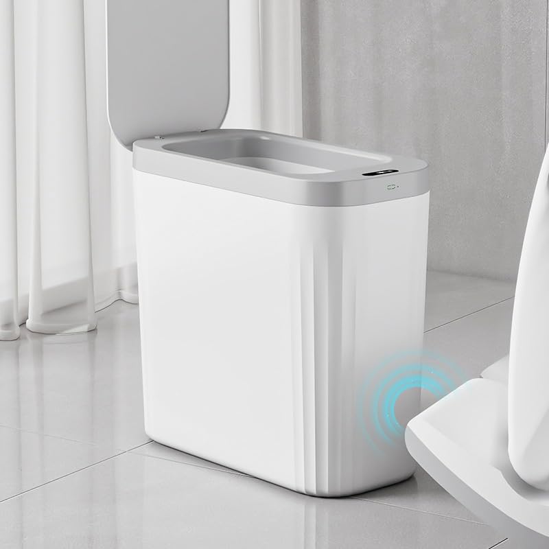 The Smart Sensor Trash Can is Automatic for Home Use in The Living Room Kitchen ABS Garbage