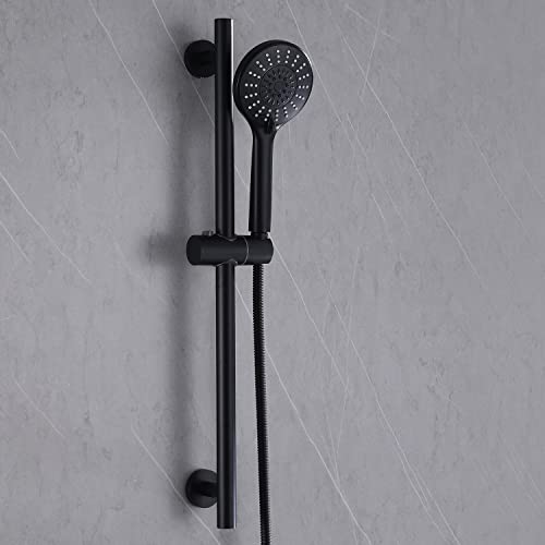 Bangpu Shower Slide Bar With Handheld Shower Head Combo, 5-Function Hand Sprayer Wall Mount Slide Bar Kit With Adjustable Height Shower Hose Holder, Matte Black Finish #TOP7