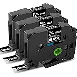 Aken kompatibel Brother TZe-335 Weiß auf Schwarz Schriftband 12mm 0.47 als Ersatz für Brother Ptouch TZe-335 TZe335, für Beschriftungsgerät Ptouch 1010 H105 1000 1005 1280 D400 D600 Cube, 3er Packung