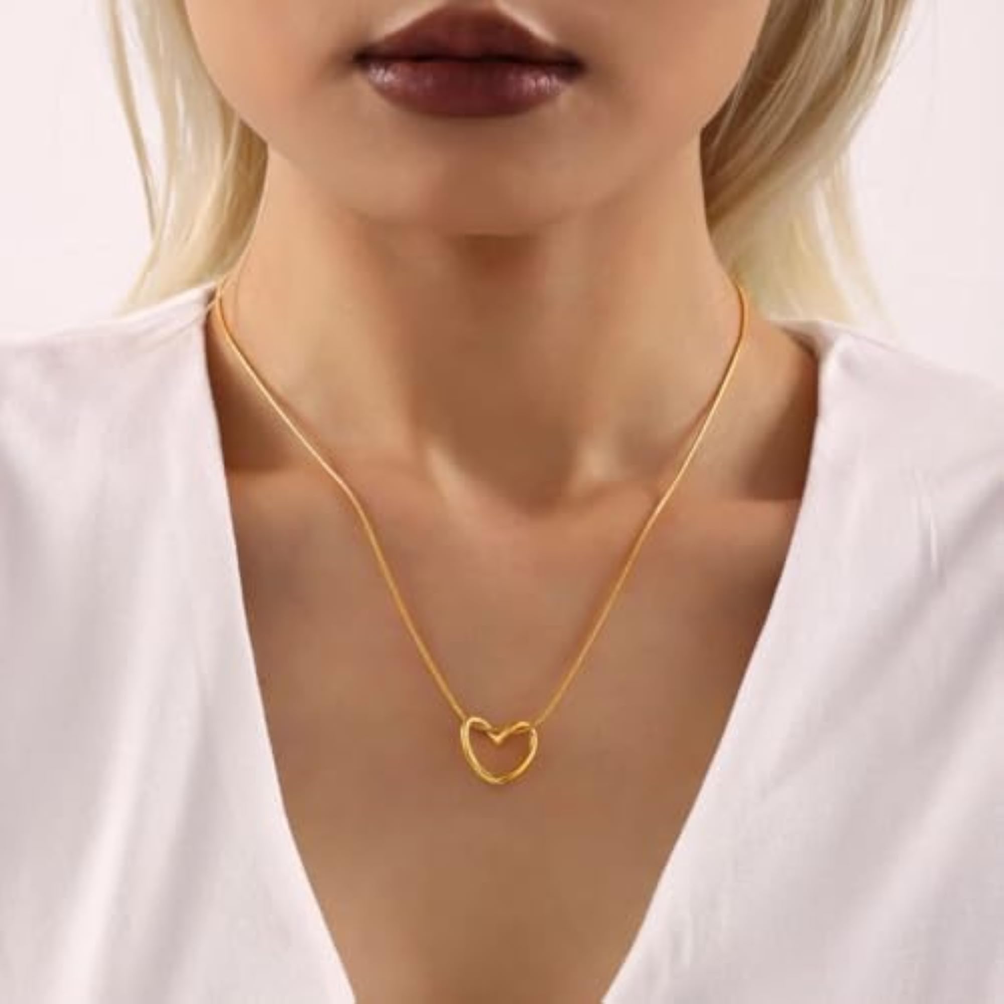 Gold-Plated Heart Pendant Necklace for Women