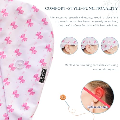 Image of Scrub Caps for Women with Buttons, Classic Surgical Caps | Double-Sided Printed, Adjustable,Long Hours, Sweatbands, Fabric Help Reduce Static Buildup