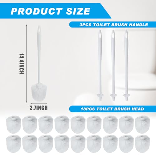 Image of Tioncy 21 Pcs 14.2 Inch Toilet Brush Commercial Heavy Duty Toilet Bowl Cleaning Scrub Long Scrubber for Bathroom Cleaning Supplies