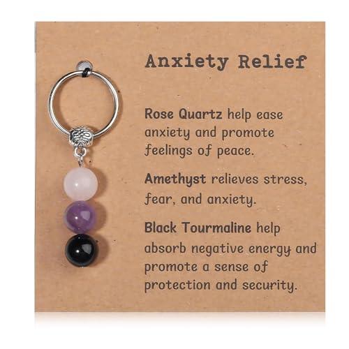 LQUYTA Llavero Con Cristales Naturales, Llavero, Gema Energética Curativa Amuleto de La Suerte y Protección a La Mano, para Ella Mujer Cristal Curativo