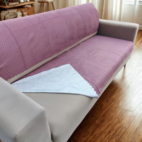 Image of Homerz Premium Velvet Sofa Cover Panel | Soft & Velvety Fabric | Rich Vibrant Colours | Sofa Protector for Living Room (Onion, 2 Seater, Seat Cover with Backrest)