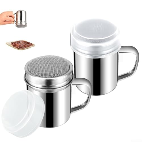 Lot de 2 shakers résistants à la rouille pour cacao pour farine de sucre et ingrédients similaires utilisés dans les cuisines domestiques