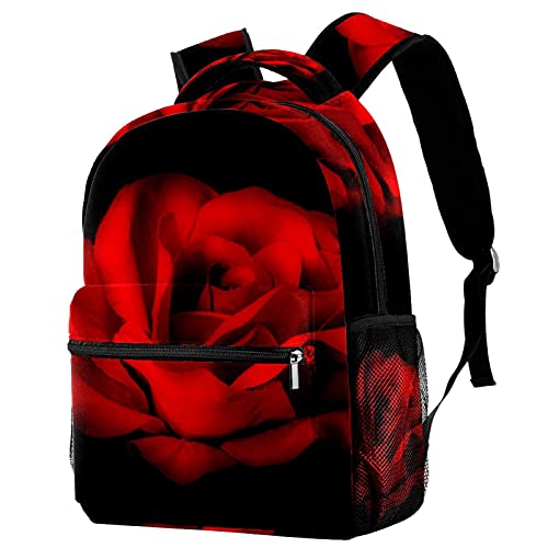 Mochila roja rosa para universidad y actividades al aire libre con compartimentos
